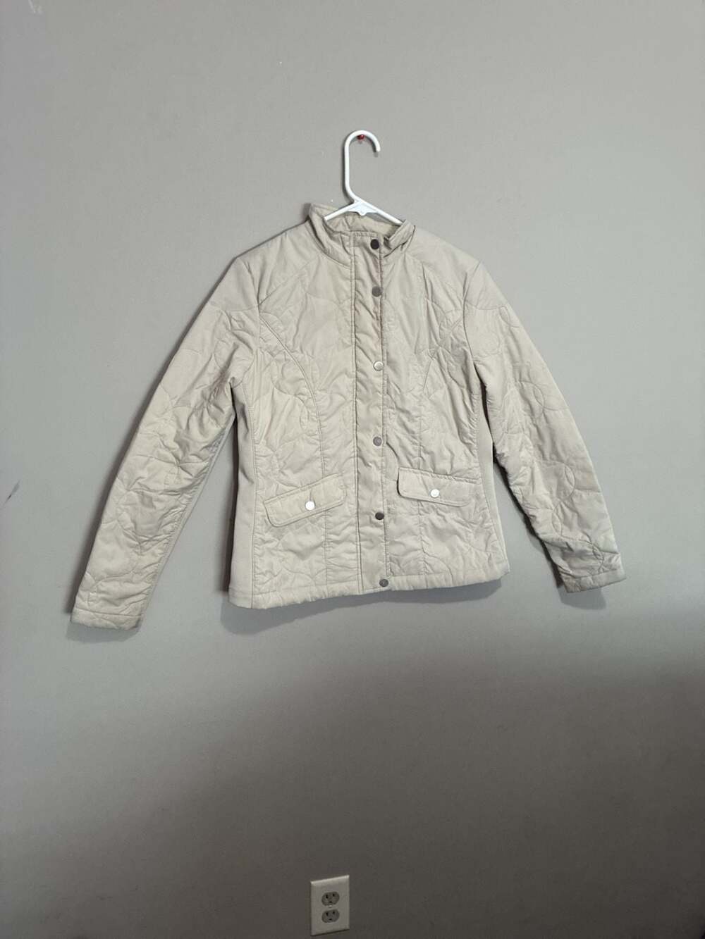 A New Day Quilted Jacket Size S Cream Lightweight Utility Snaps